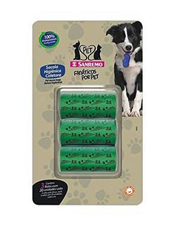 Sanremo Conjunto Sacola Higiênica Plástico para Cães, 4 Litros, Cores Sortidas