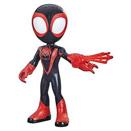 Marvel Spidey and His Amazing Friends Figura Grande de 22 cm - Miles Morales Homem-Aranha - F3988 - Hasbro, Preto e vermelho