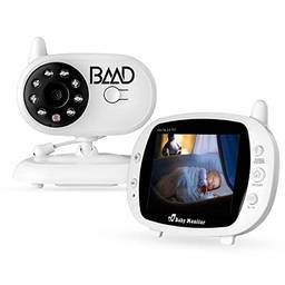 BAAD Babá Eletrônica Sem Fio Tela 3.5" - Monitor Do Bebê - Visão Noturna, Conversação Bidirecional, monitor de temperatura ambiente, Tocar música (220v)