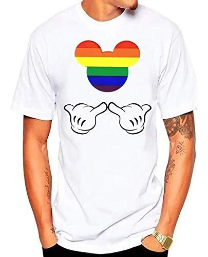 Camiseta Masculina Mickey Das Cores Do Lgvt (M, Branco)