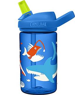 CamelBak Garrafa de água infantil Eddy+ 400 ml com renovação Tritan – topo de canudo, tubarão que brilha no escuro, 2689401141