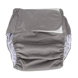 Fraldas de pano para adultos, à prova d'água e reutilizável para proteção contra incontinência de idosos com máxima absorção para homens ou mulheres, cintura: 50-126 cm (cinza)