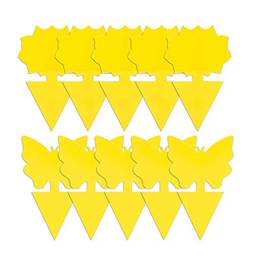 10 unidades Fungus Gnat Traps Bright Yellow com cola Desenho de insetos voadores para plantas internas e externas Sunbaca