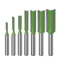 Henniu 7 PCS conjunto de brocas de roteador 6,35 mm (1/4 de polegada) haste 3 4 5 6 8 10 12 mm diâmetro da lâmina flauta dupla broca reta para ferramenta de fresa para trabalhar madeira