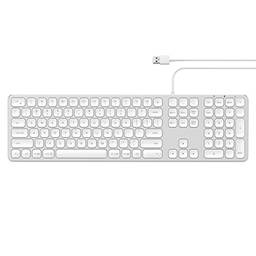 Satechi Teclado com fio USB de alumínio com teclado numérico – Compatível com iMac Pro, iMac, Mac Mini 2018, MacBook Pro/Air e dispositivos MacOS (inglês, prata)