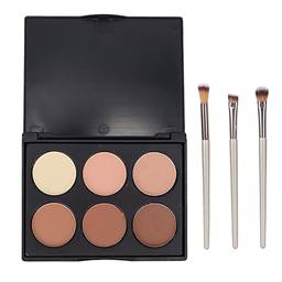 Paleta de sombras – Palete de sombras de maquiagem para cosméticos faciais fosco de 6 cores com pincéis + bolsa