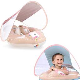 Bóia de natação para bebê com dossel - Sem Flip Over Kids Floaties para Piscina | Proteção solar SPF50+, flutuador de piscina infantil sem virar para crianças para passeio Generic