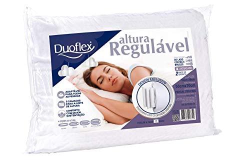Travesseiro Altura Regulável, Duoflex, 100% Algodão, Branco, para Fronha 50Cmx70Cm