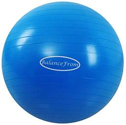 Bola de Exercícios BalanceFrom Antiestouro e Antiderrapante com Bomba Rápida, Capacidade de 900 kg, Azul, 58-65 cm, G