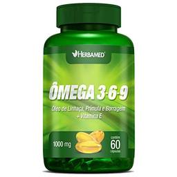Ômega 3, 6 e 9 Linhaça, Prímula E Borragem + Vitamina E - 60 Cápsulas - Herbamed, Herbamed