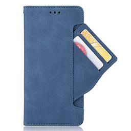 Zl One Compatível com/Substituição para Capa de telefone Xiaomi Redmi Note 9s / Note 9 Pro/Note 9 Pro Max Couro PU Proteção Cartão Slots Capa carteira Flip Cover (azul)