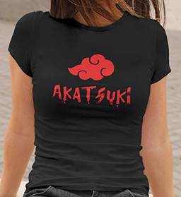 Camiseta Baby Look Naruto Akatsuki Feminino Preto Tamanho:GG