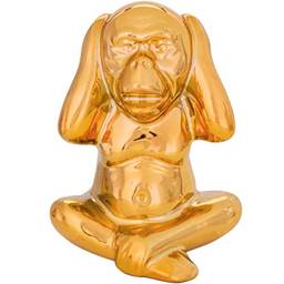Mart Kit Macaco em Cerâmica, Dourado, 3 peças