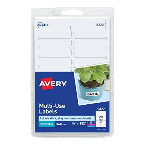 Avery Etiquetas autoadesivas removíveis, 0,5 x 4,5 cm, brancas, 840 por pacote (05422)