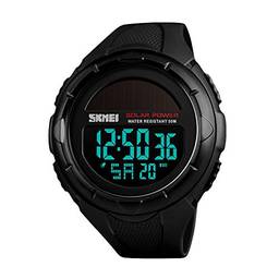 SKMEI Relógio masculino esportivo digital, relógio de pulso à prova d'água para uso ao ar livre, multifuncional, grande relógios para homens, 1-Black, 1.8*2*0.59 inch