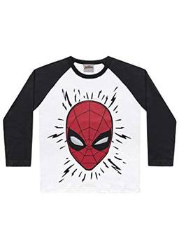 Camiseta Avulsa Manga Longa Spider Man, Fakini, Meninos, Branco/Preto, 10