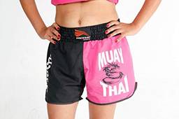 PROGNE SPORTS BR9200 Calção Short para Muay Thai, M, Rosa (Preto)