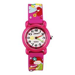 Relógio analógico infantil com desenho de fada LIOOBO, relógio de pulso e pulseira de silicone para estudantes, relógio infantil de quartzo para meninos e meninas (azul), Rosa
