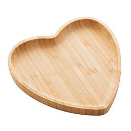 LYOR Heart Bandeja de Bambu, Bege (Natural), 12.5 x 12.5 x 1.5 cm