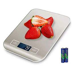 Escala de alimentos, balança de peso de cozinha digital multifuncional para assar e cozinhar, com visor LCD, aço inoxidável 304 (5 kg/1 g)