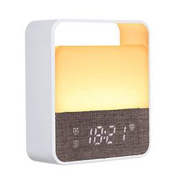 Strachey Luz Noturna recarregável USB com Despertador Escurecimento Branco Quente e Mudança de Cor Abajur de Mesa Exibe 3 Alarmes Luz Despertadora Relógio para Crianças Quarto de Als