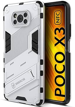 SHUNDA Capa para Xiaomi Poco X3 NFC, ultrafina, de silicone macio, TPU (poliuretano termoplástico), capa traseira resistente com absorção de choque com suporte - prata