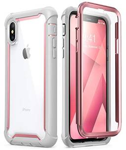 i-Blason Capa para iPhone X 2017/iPhone Xs 2018, Ares Capa bumper resistente transparente com protetor de tela integrado (rosa)