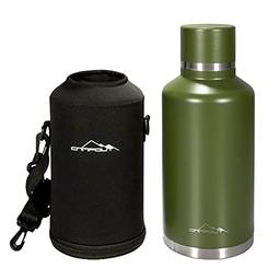 Daseey Garrafa de água de aço inoxidável isolada a vácuo 2L com bolsa bolsa de transporte para acampamento, caminhada, piquenique, mochila