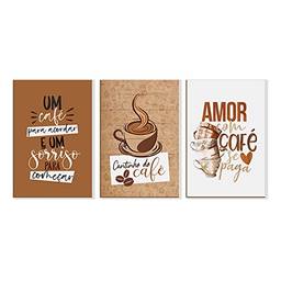 Kit 3 Quadros sem Moldura Cantinho do Café Amor Cozinha