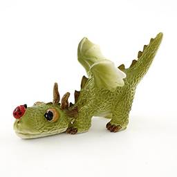 Top Collection 4414 Mini dragão de fadas para jardim e terrário brincando com estátua de joaninha, pequeno