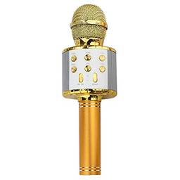 Microfone Karaokê sem fio, 281 Gramas Microfones Bluetooth de mão com alto-falante Máquina de karaokê com luzes LED, compatível com dispositivos Android iOS para festa/canto infantil