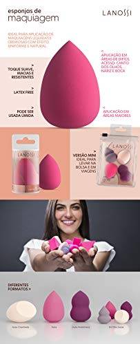 Kit de Esponjas Gota Mini - 4 Unidades, Lanossi Beauty & Care, Rosa/ Roxo/Cinza, Lanossi Beauty & Care, Rosa/Roxo/Cinza