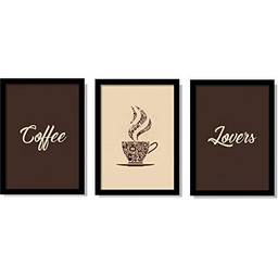 Quadros Para Cozinha Área Gourmet Café Coffee Lovers Kit de 3 Quadros