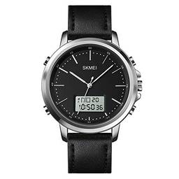 Tomshin Relógio masculino, relógio digital analógico minimalista com alarme, cronômetro e retroiluminação LED pulseira de couro clássico relógio de pulso eletrônico