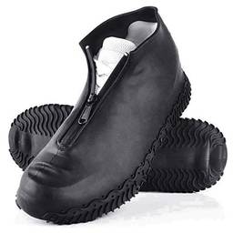Rehomy Capas impermeáveis para sapatos, modernizadas, reutilizáveis, de silicone, antiderrapante, para chuva, com zíper, protetor de sapatos para uso ao ar livre, para homens, mulheres,L (EU Size 38-42 )