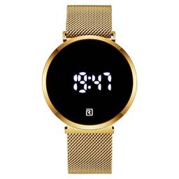 Relógio LED tela sensível ao toque digital relógio eletrônico luminoso à prova d'água multifuncional relógio (ouro)