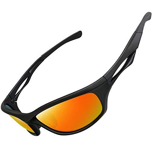 Óculos de Sol Esportivo Polarizado para Masculino Femininos UV400 Proteção Ciclismo Dirigir Armação Inquebrável Joopin Óculos de Sol para Homens e mulheres (Lente Espelhada Vermelha)