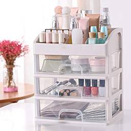 Caixa de armazenamento gaveta para cosméticos multifuncional, organizador de mesa, recipiente, porta-joias, estojo de armazenamento-OUIYT