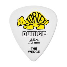 Dunlop 424P.73 Tortex® Wedge, branco/amarelo, 0,73 mm, pacote com 12