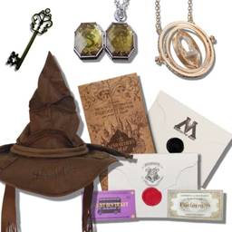 Kit Completo Harry Potter: Chapéu Seletor, Carta Hogwarts, Mapa do Maroto, Vira Tempo, Medalhão Horcrux & Chave Gringotes