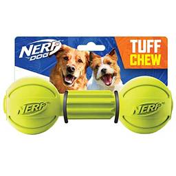 Nerf Dog Brinquedo de cachorro de borracha mastigar barbell, leve, durável e resistente à água, 18,5 cm, para raças médias/grandes, unidade única, verde (6994)