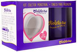 Kit Disco Menstrual Duo Mini + Caneca Higienizadora, Cor Transparente, Para Colo do Útero Médio E/Ou Baixo, Violeta Cup