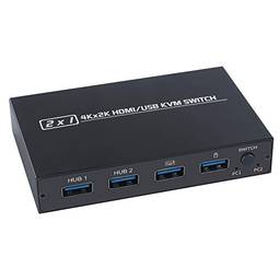 Interruptor,AIMOS AM-KVM 201CL 2 em 1 HDMI/USB KVM Switch Suporte HD 2K * 4K 2 hosts compartilham 1 monitor/teclado e conjunto de mouse