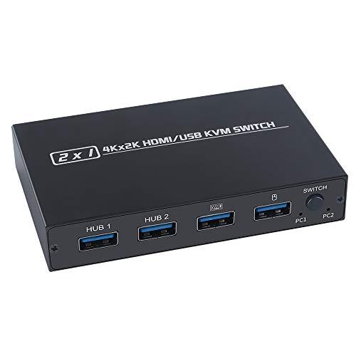 Domary AM-KVM 201CL 2 em 1 HDMI/USB KVM Switch Suporte HD 2K * 4K 2 hosts compartilham 1 monitor/teclado e conjunto de mouse