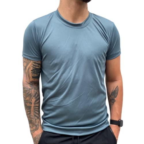 Camiseta Dry Fit Treino Masculina Academia Musculação Corrida 100% Poliéster (G, Cinza)