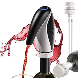 Aerador de vinho elétrico 3 em 1 com rolha de vinho, preservador de vinho à prova de vazamentos, decantador de vinho de um toque e bomba dispensadora de vinho para vinho dispensador automático de oxidante de vinho USB recarregável