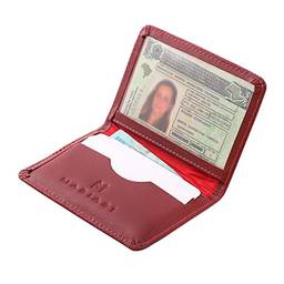 Carteira Feminina Couro Legítimo Porta Cartão CNH Notas Dobradas Mariart 154F (Vermelha)