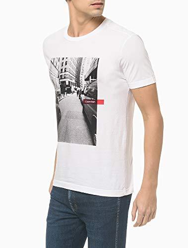 Camiseta slim taxi, Calvin Klein, Masculino, Branco, M