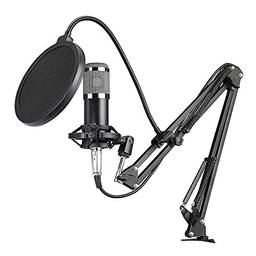 Microfone, Microfone condensador profissional BM800 Podcast Equipamento de transmissão ao vivo Conjunto de microfones USB MIC Microfone de estúdio com suporte de braço Equipamento de gravação