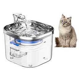 Henniu WF040 Fonte de água para gatos 2L/67oz Semi aço inoxidável para animais de estimação Bebedouro automático com bomba de água silenciosa para outros animais de estimação 5V